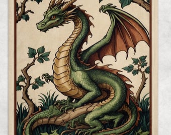 Medieval Aesthetic Dragon Blanket | Fairytale Inspired Nursery Decor Style Cottagecore Fairycore fleece Throw Botanical