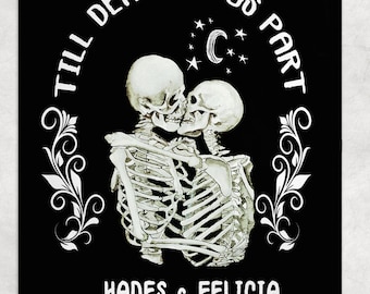 Halloween Wedding Personalized Blanket - Gothic Unique Anniversary Gift - Till Death Do Us Part - Skeleton Throw Blanket - Wedding Gift