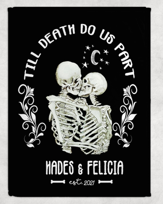 Personalisiere Überwurfdecke Für Paare – „Bis Der Tod Uns Teilt“, Gothic-Design, Mehrere Größen