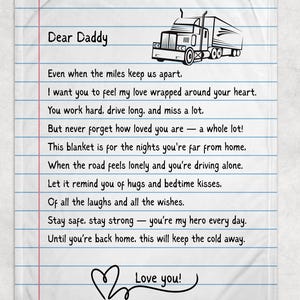Manta con la carta del camionero de papá Manta de papá para cuando tienes frío Manta de regalo para papá Papá