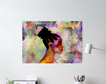 Black Female Empowerment Art Painting, Abstract acrylic painting, African style art piece, colourful wall art gift for new home, Unframed