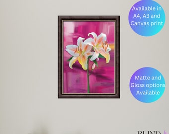 Pink abstract Oriental Lilies Painting