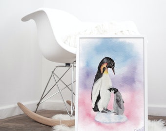 Watercolour Penguin Painting