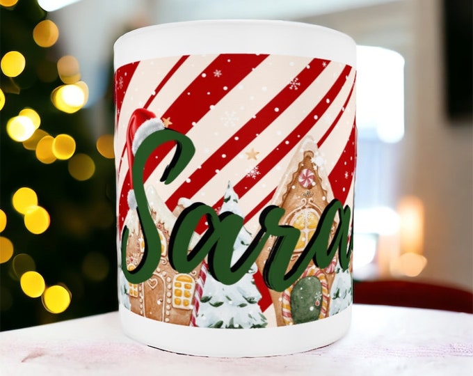 Personalised Christmas Mug (Candy Cane)