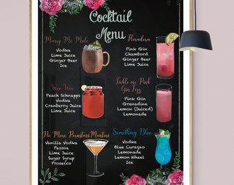 Personalised Hen Party Cocktail menu