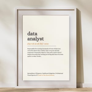 Definizione di analista di dati / Stampa umoristica per ufficio, poster "Sussurratore di fogli di calcolo"