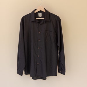 Hemp Long-sleeved Black Button Up Shirt - Hemp - Hemp Shirt - Hemp fabric - Relaxed Fit - Hemp Clothing - Eco Fashion - Organic - Unisex kidsofhemp