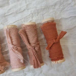 Terracotta dyed muslin bouquet ribbon for bridal bouquet Rustic wedding ribbon muslin invitations ribbon 