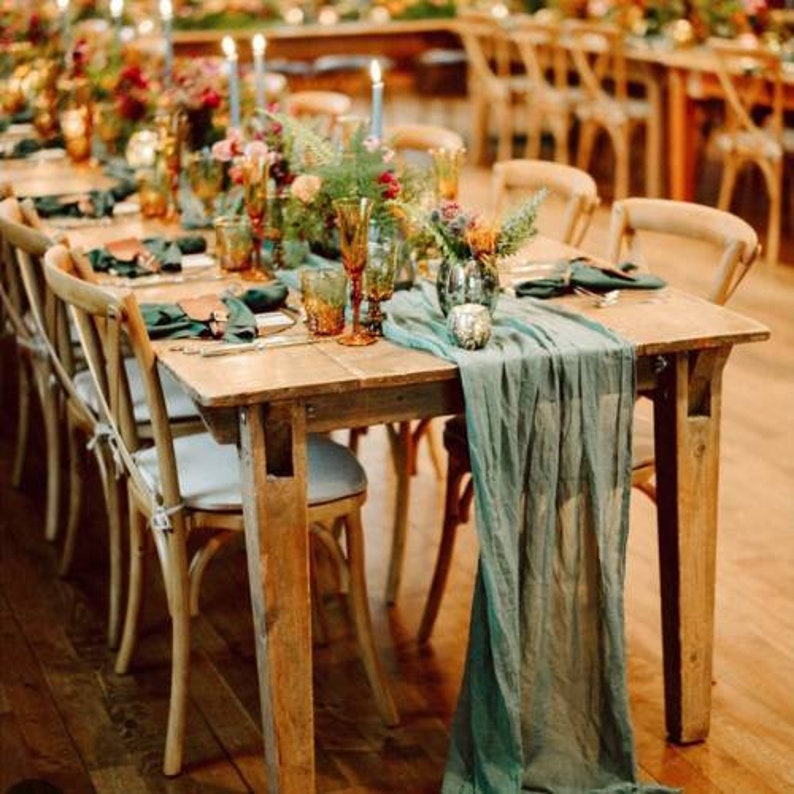 Sage Wedding Table Runner Rustic Wedding Centrepiece Chiffon Runner Rustic Table Runner Wedding Decor Aisle Backdrop image 1