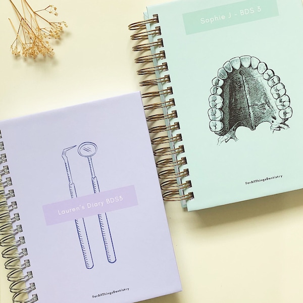 12 Month Dental Diary - Personalised A5 Academic Planner For Dental + Hygiene Therapy Students