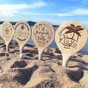 Palas personalizadas - Palas playa - Raquetas playa - Deporte playa - Verano - Regalo para ti o tus seres queridos - Línea nature