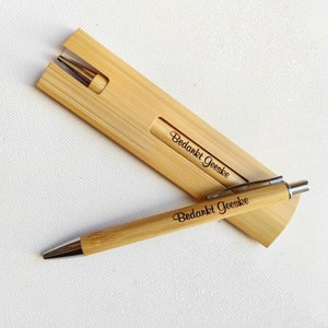 Bamboo ballpoint pen with personalized case
