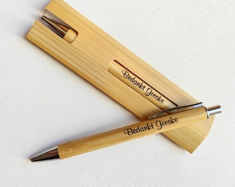 Bamboo ballpoint pen with personalized case