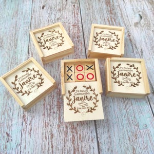 Board game tic-tac-toe, gift for guests at weddings, christenings, communion... Personalized wooden box with game set
