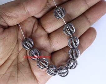 Pave Diamant Kugel Perlen, 925 Sterling Silber, Handarbeit Schmuckzubehör (12 mm)