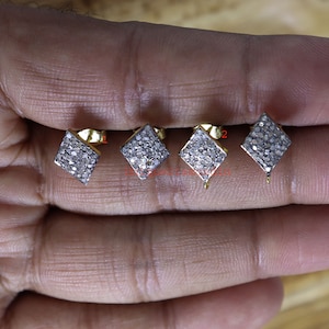 Beautiful design Pave diamond studs 925 sterling silver handmade finish 14k gold & black platting pave diamond hand setting stud earrings