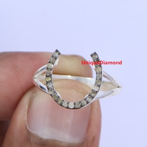 Sterling Zilver 925 Horse Shoe Shape Ring, Natuurlijke diamanten ringen, Verjaardag cadeau ring, diamanten ring, Trouwring, Cadeau item ring