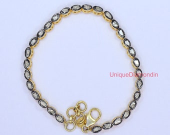 Polki Diamond Bangle Bracelet: 925 Sterling Silver Adjustable jewelry