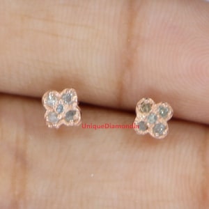 Beautiful Flower Shape natural diamond Studs Earrings, 925 sterling silver handmade Finish diamond earrings, Wedding studs, Gift item studs,