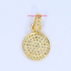Wholesale price Round disk Natural Diamond charms Pendant necklace, 925 starling silver handmade finish diamond charms Pendant necklace,