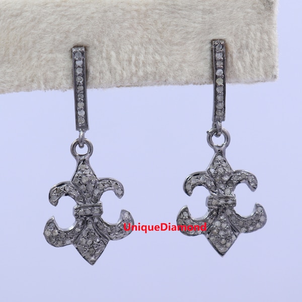 Fleur De Lis Earrings Diamond Etsy