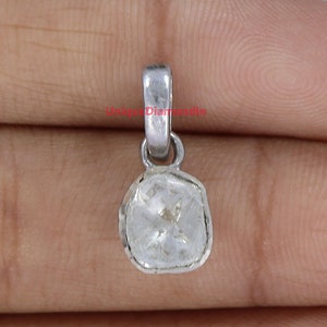 Natürlicher polki Diamant Anhänger, 925 Starling Silber 18k Weißgold Plattierung Handgemachte Anhänger, Jubiläumsgeschenkartikel, Geschenk für sie,