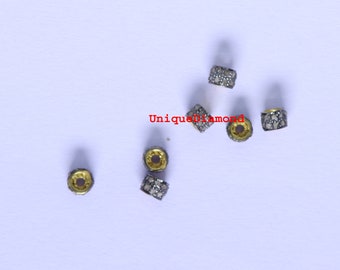 4 mm Two Row Natural Diamond Spacer Connected Beads Washer Finding, 925 starling silver Handmade finish spacer washer jewelry