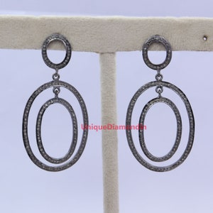Very beautiful look Natural diamond Studs earrings, 925 sterling silver black platting handmade finish diamond Jewelry earrings,