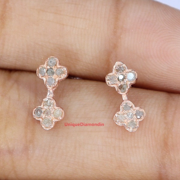 Beautiful Flower Shape natural diamond Studs Earrings, 925 sterling silver handmade Finish diamond earrings, Wedding studs, Gift item studs,