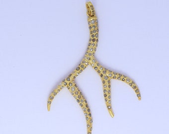 Tree Branch Diamond Pendant, 925 Sterling Silver Handmade Necklace