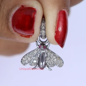Diamond Bee charms pendant, 925 sterling silver pave diamond Bee charms pendant jewelry, Gift item diamond jewelry,