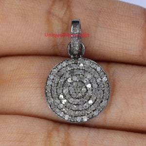 Natural diamond round disk Very beautiful pendant Necklace, 925 sterling silver handmade finish diamond necklace pendant,