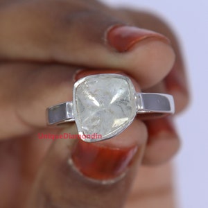 Natural polki Diamond ring, Engagement Diamond ring, 925 Sterling silver 18k White Gold platting polki ring, Wedding diamond ring,