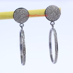 Natural pave diamond Circle earrings, diamond earrings, stud earrings, diamond round disk studs earrings, Wedding earrings, anniversary gift