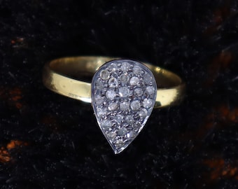 Gold Plated Sterling Silver Diamond Pave Ring
