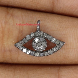 Natural Pave Diamond Eye charms Pendant, 925 Sterling Silver, Diamond pendant,  Diamond Charm Pendant, Gift item, Diamond Jewelry,
