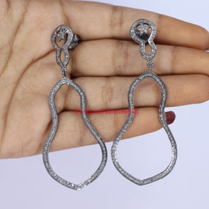 Very beautiful look Natural diamond Studs earrings, 925 sterling silver black platting handmade finish diamond Jewelry earrings,
