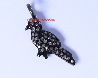 The  Bird  pave diamond Charms pendant, 925 sterling silver handmade finish diamond jewelry charms pendant,