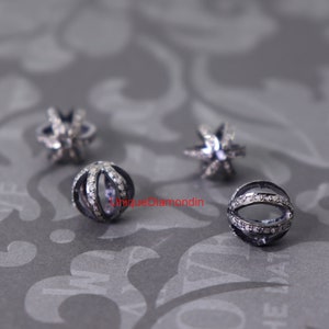 10 MM Round&quot; Natural pave diamond ball beads , 925 sterling silver handmade jewelry ,diamond jewelry finding, diamond beads,