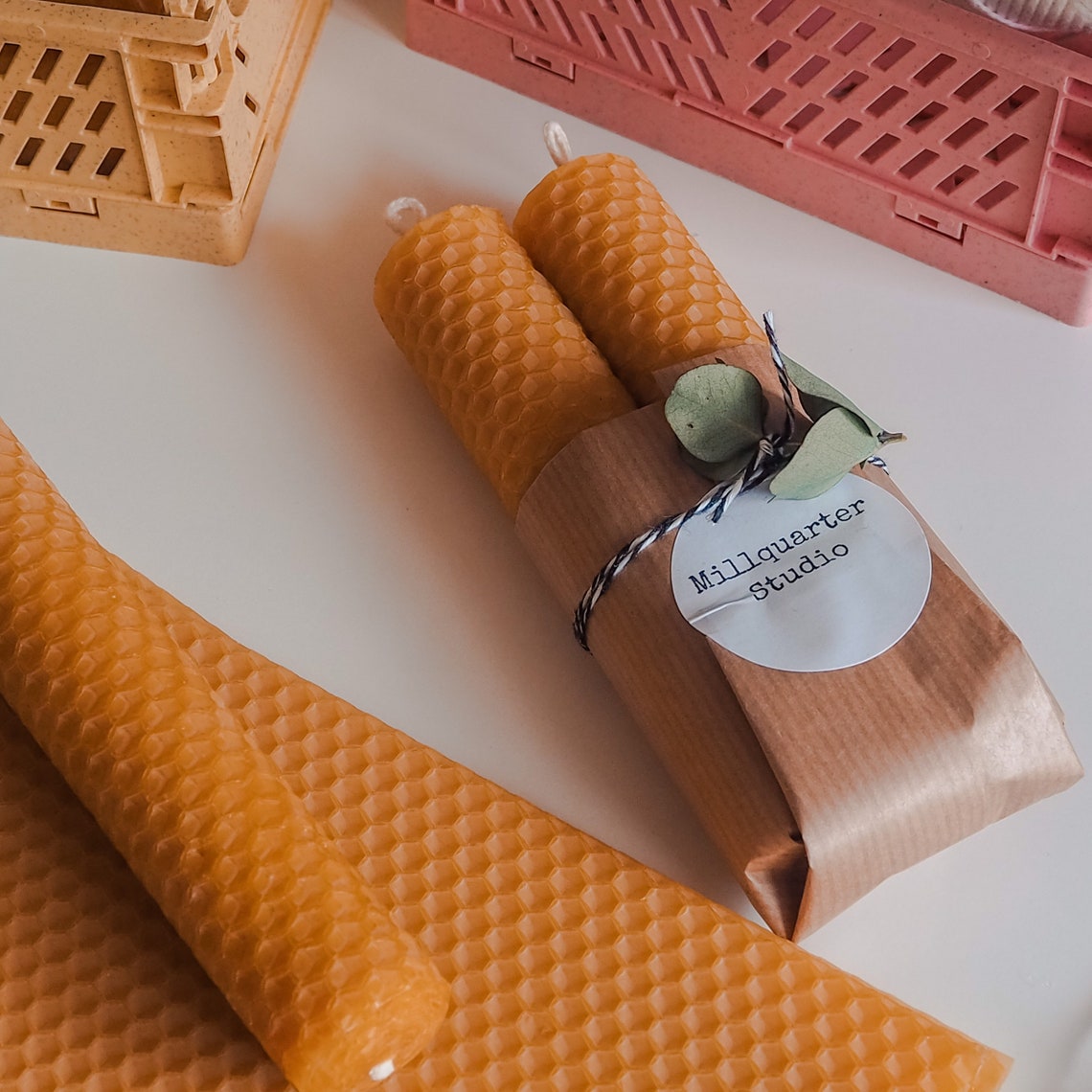 Handrolled Irish Beeswax candles set of 2 Etsy