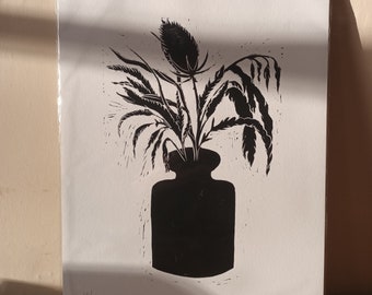 Impresión Giclee - Arte de pared - Cardo de invierno - Plantas - Arte botánico