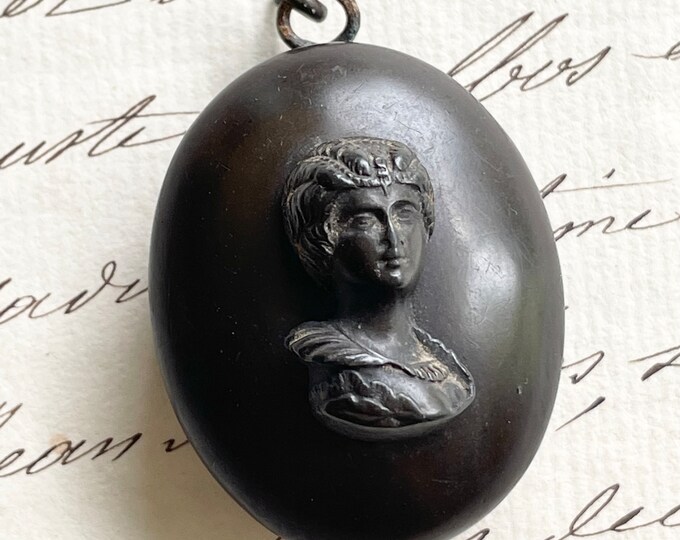 Antique Victorian Gutta Percha Locket Pendant Etsy