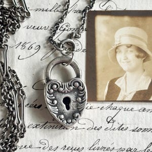 Antique Filigree Sterling Silver Padlock Soldered Closed Heart Pendant