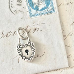 Antique Sterling Silver Engraved Heart Padlock Pendant