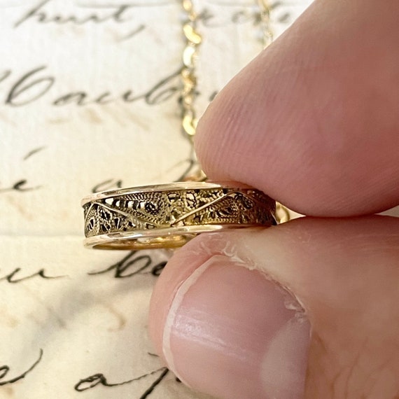 Antique Victorian Baby Gold Ring Charm Pendant Ne… - image 6