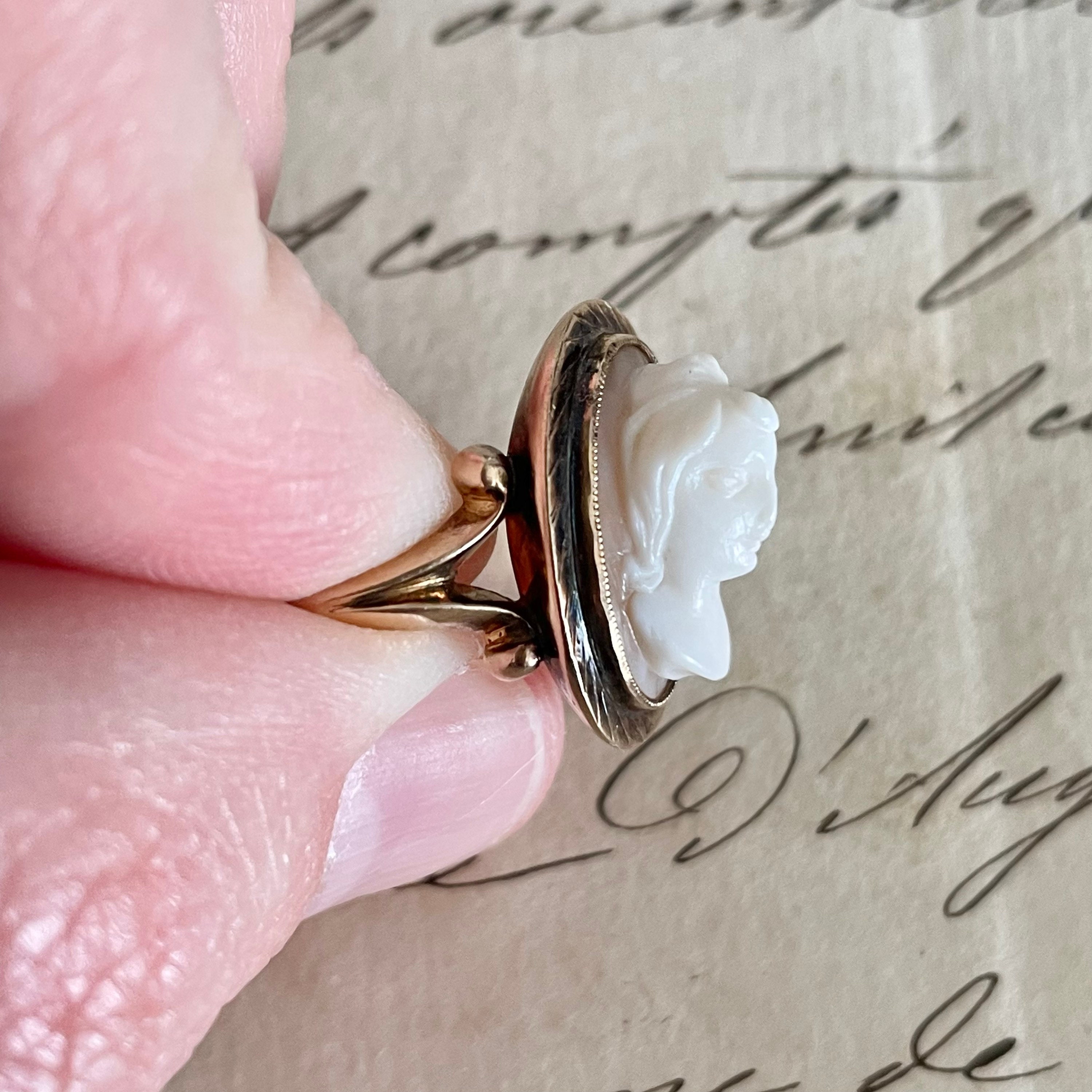 Unique Antique 10K Gold Carved Shell Cameo Ring - Etsy