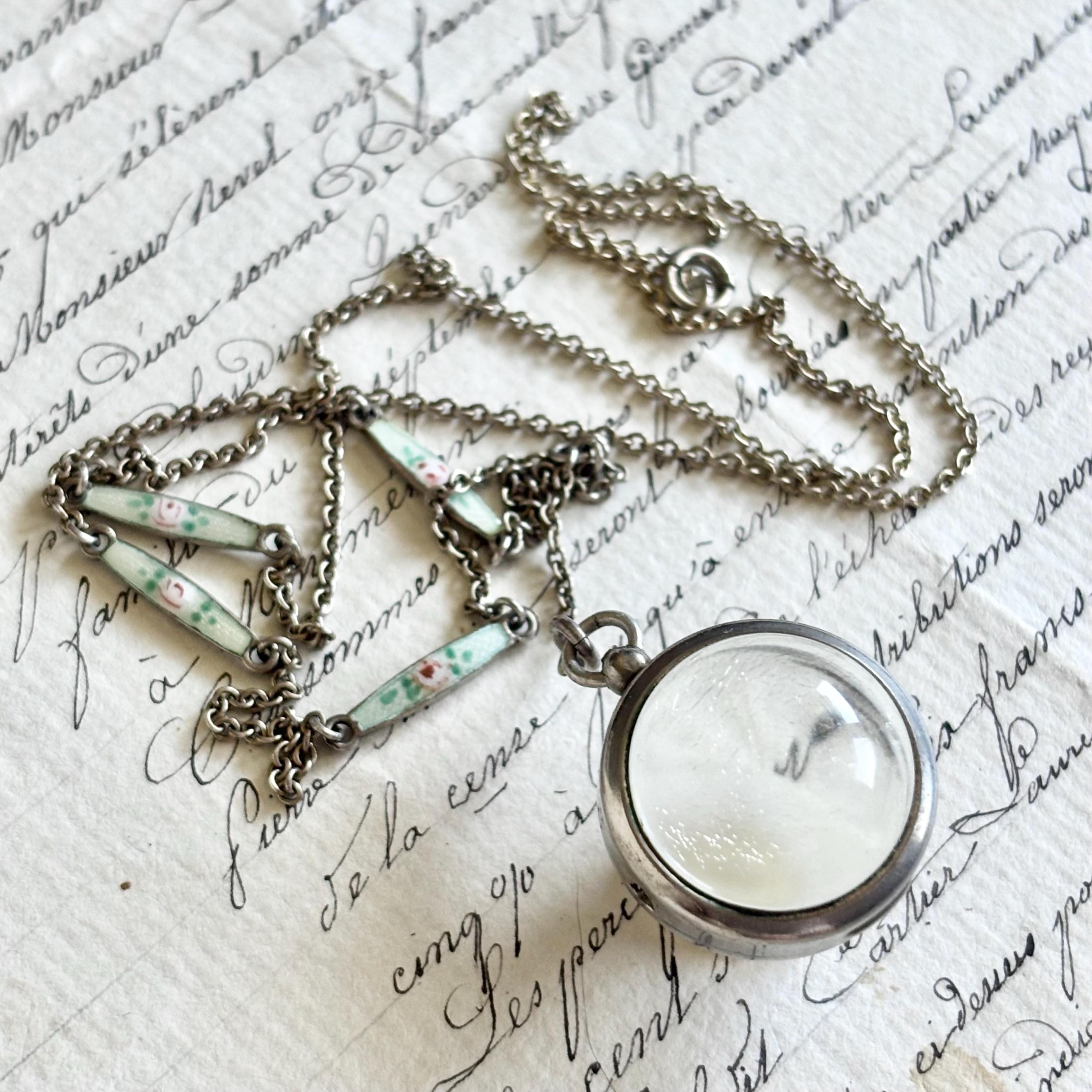 Antique 800 Silver Art Deco Double-sided Pool of Light Pendant