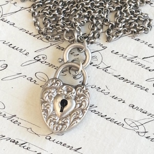 Antique Foster & Bailey Sterling Silver Padlock Heart Pendant