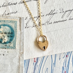 Vintage English 9ct Platinum Gold Mini Heart Padlock Pendant