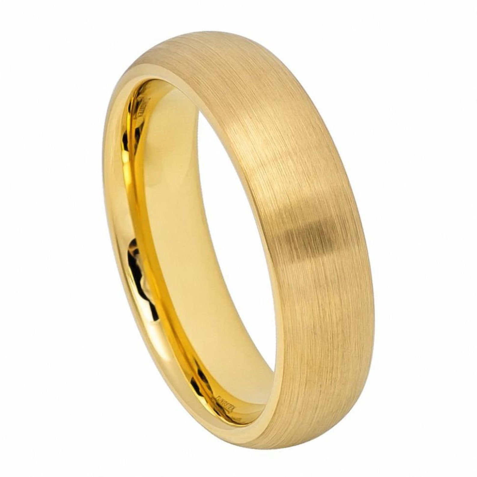 Brushed Gold Tungsten Mens Wedding Band, Matte 6MM Ring - Etsy Brushed Gold Tungsten Mens Wedding Band, Matte 6MM Ring - Etsy